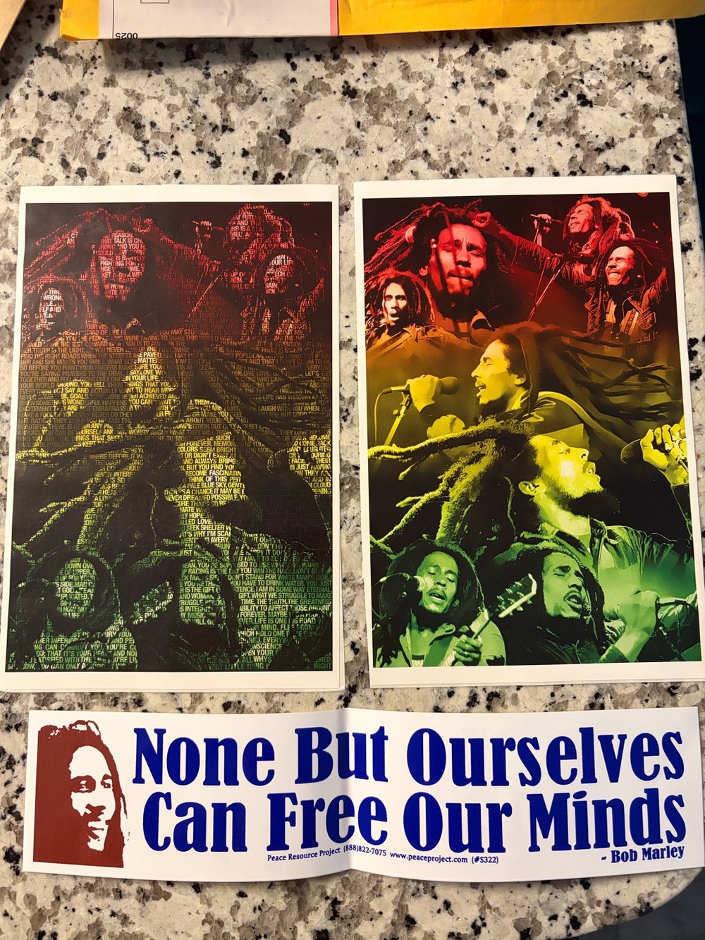 Bob Marley Inspired 3 PC Jumbo Stickers Set in Red, Yellow, Green Rasta